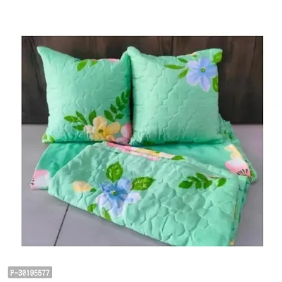 Comfortable Glace Cotton Printed Bedsheet With Pillow Covers And Cushion Covers With Filler- 5 Pieces Set-thumb0