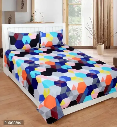 Polycotton Printed Bedsheet With 2 Pillow Covers-thumb0