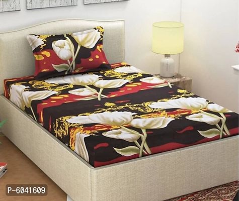 Fabulous Polycotton Abstract Single Bedsheet With One Pillow Cover-thumb0