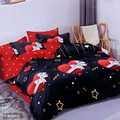 Classic Polycotton Printed Double Bedsheet With Pillow Covers