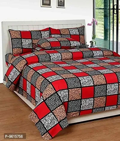 Classic Polycotton Printed Double Bedsheet with Pillow Covers