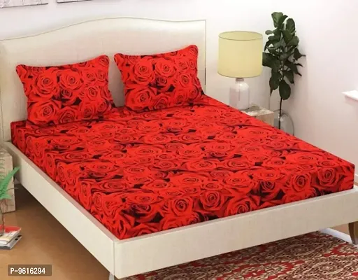 Printed Polycotton Double Bedsheet with 2 Pillow Covers