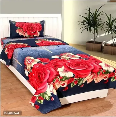 Classic Polycotton Printed Single Bedsheet with Pillow Covers
