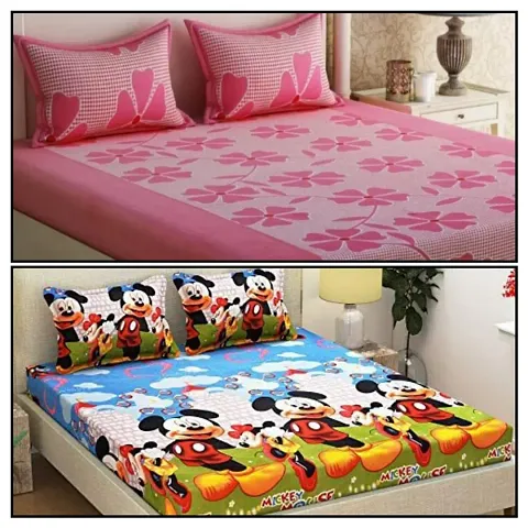 Polycotton Printed Double Bedsheets Combo Of 2 Vol 2