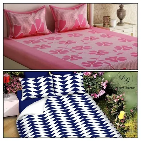 Polycotton Printed Double Bedsheets Combo Of 2 Vol 1