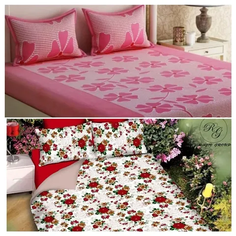 Polycotton Printed Double Bedsheets Combo Of 2