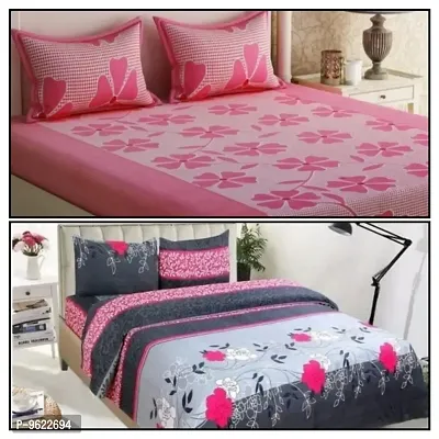 3D Double Bedsheet combo 2 Double Bedsheet With 4 Pillow Cover