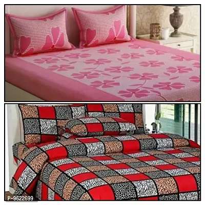 3D Double Bedsheet combo 2 Double Bedsheet With 4 Pillow Cover