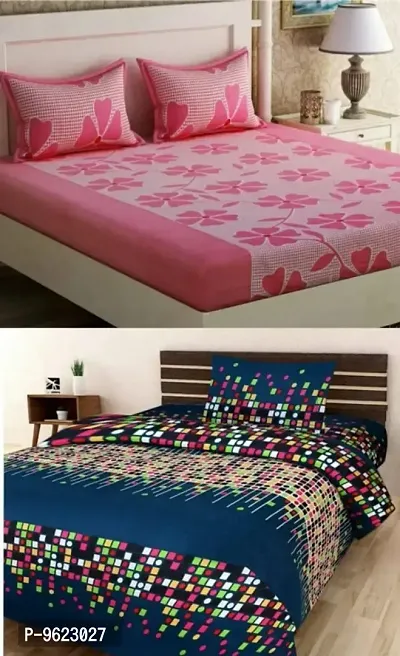 3D Double Bedsheet combo 1 Double Bedsheet With 2 Pillow Cover   1 single Bedsheet with 1 Pillow Cover