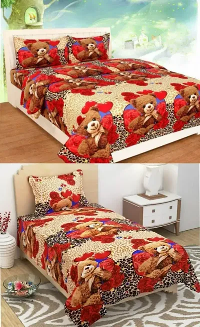 Printed Double Bedsheet with 2 Pillow Cover