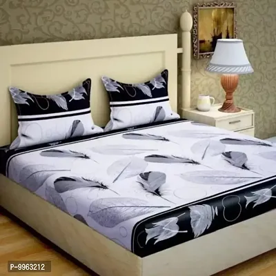 Classic Polycotton Printed Double Bedsheet with Pillow Covers