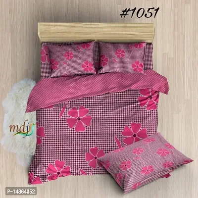 PRINTED 100% Polycotton 1 Double Bed bedsheet with 2 Pillow Covers-thumb0