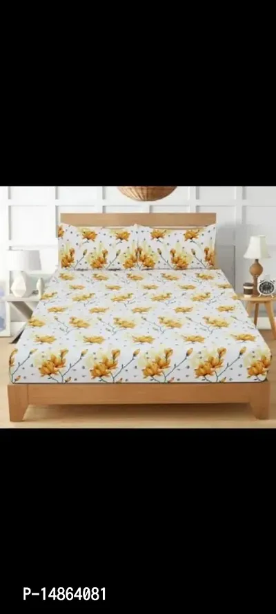 PRINTED 100% Polycotton 1 Double Bed bedsheet with 2 Pillow Covers-thumb0