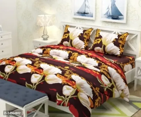 PRINTED 100% Polycotton 1 Double Bed bedsheet with 2 Pillow Covers