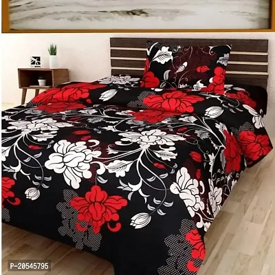 printed 100% polycotton 1 single bed bedsheet with 1 pillow cover-thumb0