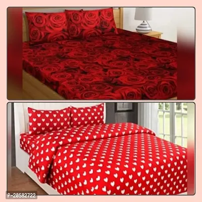 3D Printed 100%  Polycotton Bedsheets Combo Of 2 Double Bed Bedsheet With 4 Pillow Cover