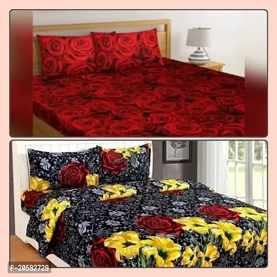 3D Printed 100%  Polycotton Bedsheets Combo Of 2 Double Bed Bedsheet With 4 Pillow Cover