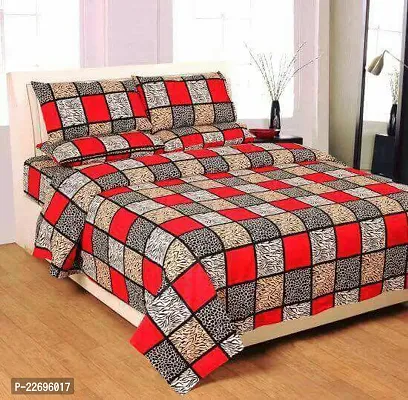 Comfortable Polycotton Printed Queen Bedsheet With Pillow Covers-thumb0