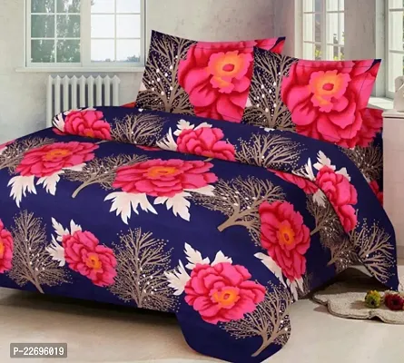 Multicolored flower Polycotton Double Bedsheet With 2Pillow Covers