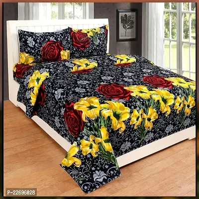 Comfortable Polycotton Printed Queen Bedsheet With Pillow Covers-thumb0
