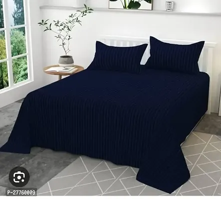 Classic Glace Cotton Striped Single Bedsheet with Pillow Cover