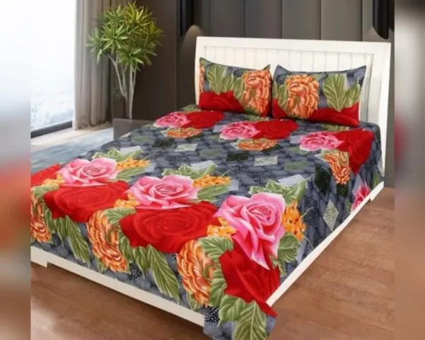 Printed Double Bedsheet with 2 Pillow Cover