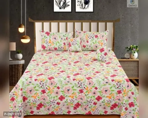 Classic Glace Cotton Bedsheet with Pillow Covers-thumb0