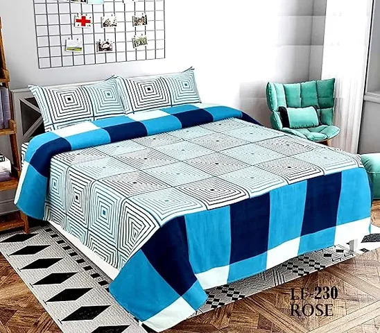 Neekshaa 3D Polycotton Double Bed Bedsheet with Two Pillow Covers_Size-90 * 90 inch