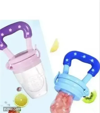 New Baby Silicone Fruit And Juice Feeder With Cover For 3-12 Months Kids, Pack Of 2