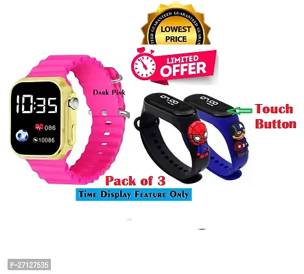 Sports-Digital Time Feature Display Combo Band Watch Offer(Pack of 3)