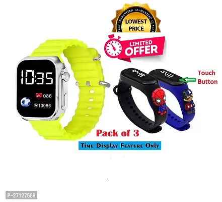 Sports-Digital Time Feature Display Combo Band Watch Offer(Pack Of 3)