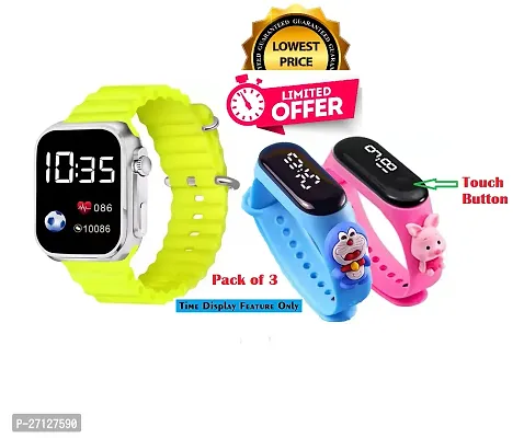 Sports-Digital Time Feature Display Combo Band Watch Offer(Pack of 3)-thumb0