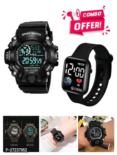Digit-Sports Shock Black Multi Functional Watch Black LED Combo Offer-thumb0