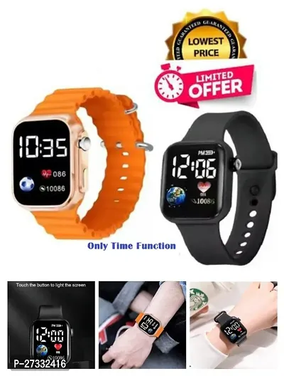 Digit-Sports Combo Led Orange-Black Time Display Watch