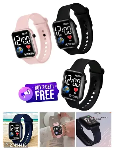 Classic Digital Combo Watch For Boys And Girls Pack Of 3-thumb0