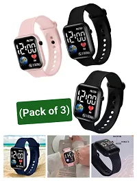 Classic Digital Combo Watch For Boys And Girls Pack Of 3-thumb1