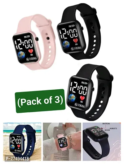 Classic Digital Combo Watch For Boys And Girls Pack Of 3-thumb2
