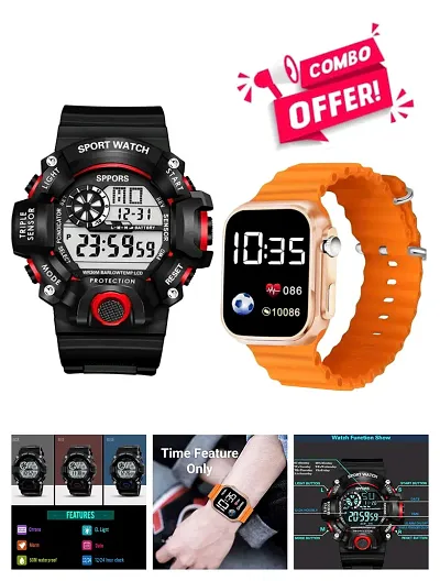 Sports-Digital Functional Time Feature Display LED Watch Combo Watch Offer