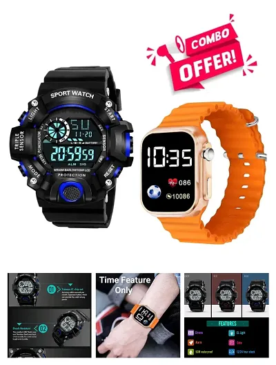 Sports-Digital Functional Time Feature Display LED Watch Combo Watch Offer