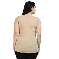 Elegant Beige Cotton Printed Tshirt For Women-thumb1