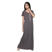 Stylish Grey Printed Cotton Nighty For Women-thumb3