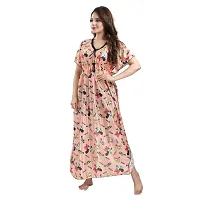 Stylish Multicoloured Printed Satin Nighty For Women-thumb3