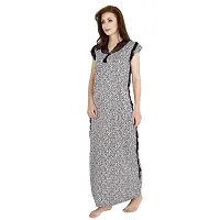 Stylish Grey Solid Satin Nighty For Women-thumb2