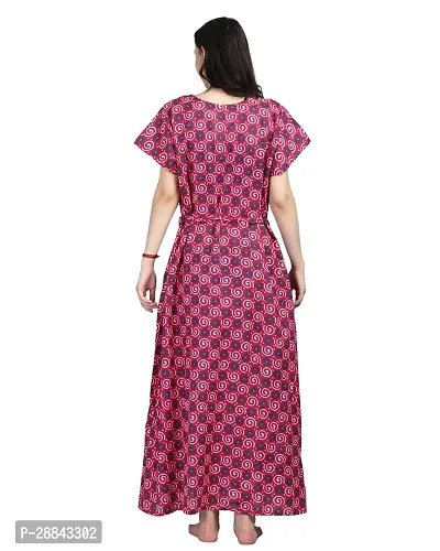 Elegant Red Cotton Printed Nighty For Women-thumb2