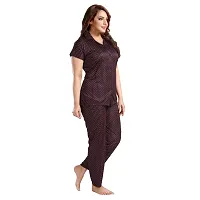 Stylish Brown Printed Cotton Blend Top  Pyjama Set For Women-thumb3