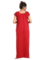 Elegant Red Cotton Printed Nighty For Women-thumb2