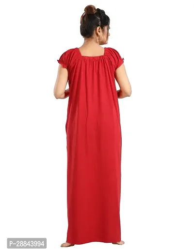 Elegant Red Cotton Printed Nighty For Women-thumb3