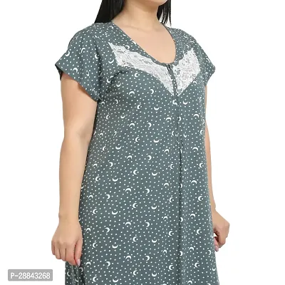 Elegant Grey Cotton Viscose Rayon Printed Nighty For Women-thumb5