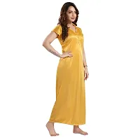 Stylish Yellow Solid Satin Nighty For Women-thumb2