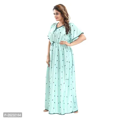 Stylish Multicoloured Printed Satin Nighty For Women-thumb4